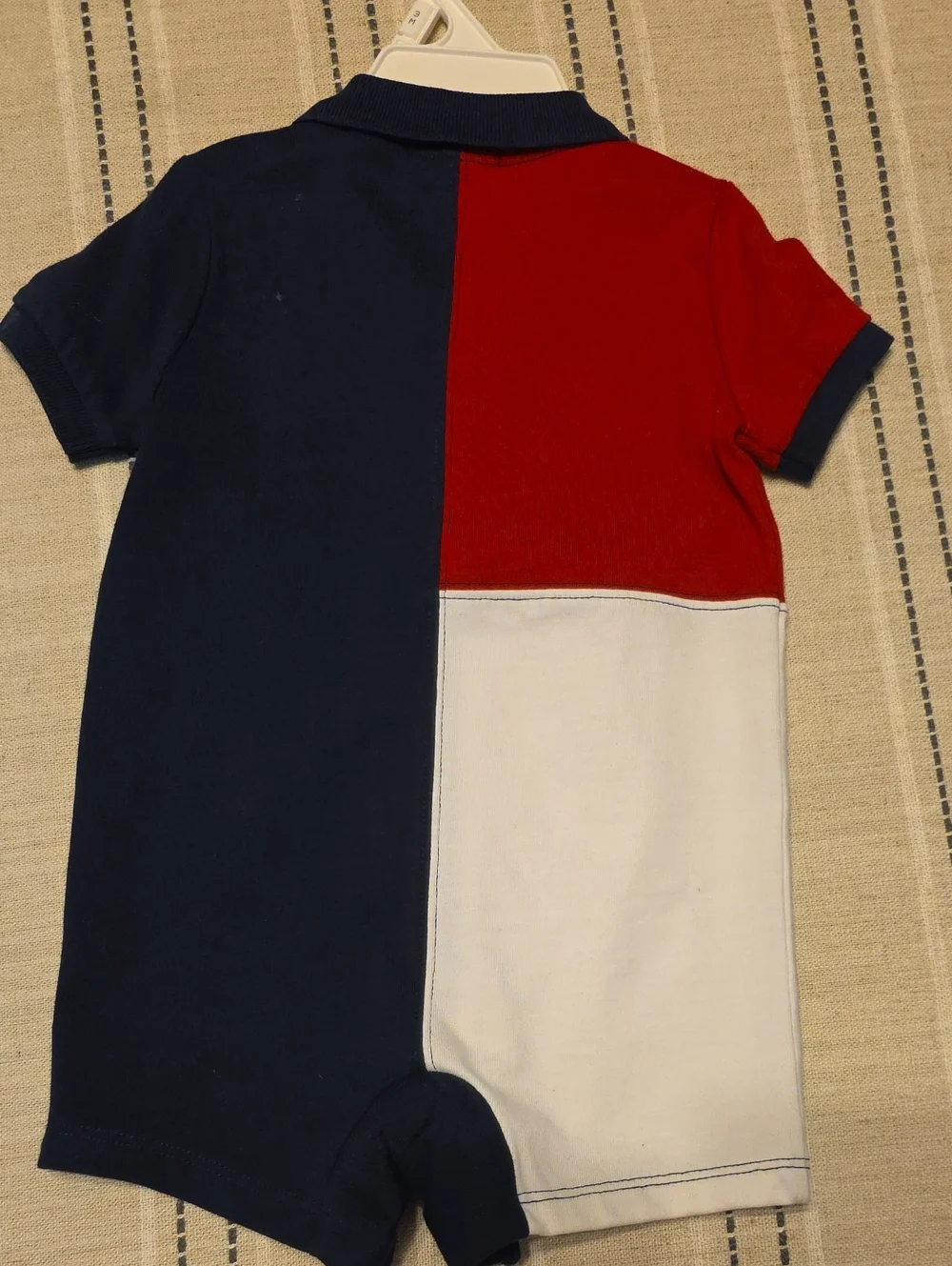 Ralph Lauren Colorblock Polo Romper in Red, Navy & White